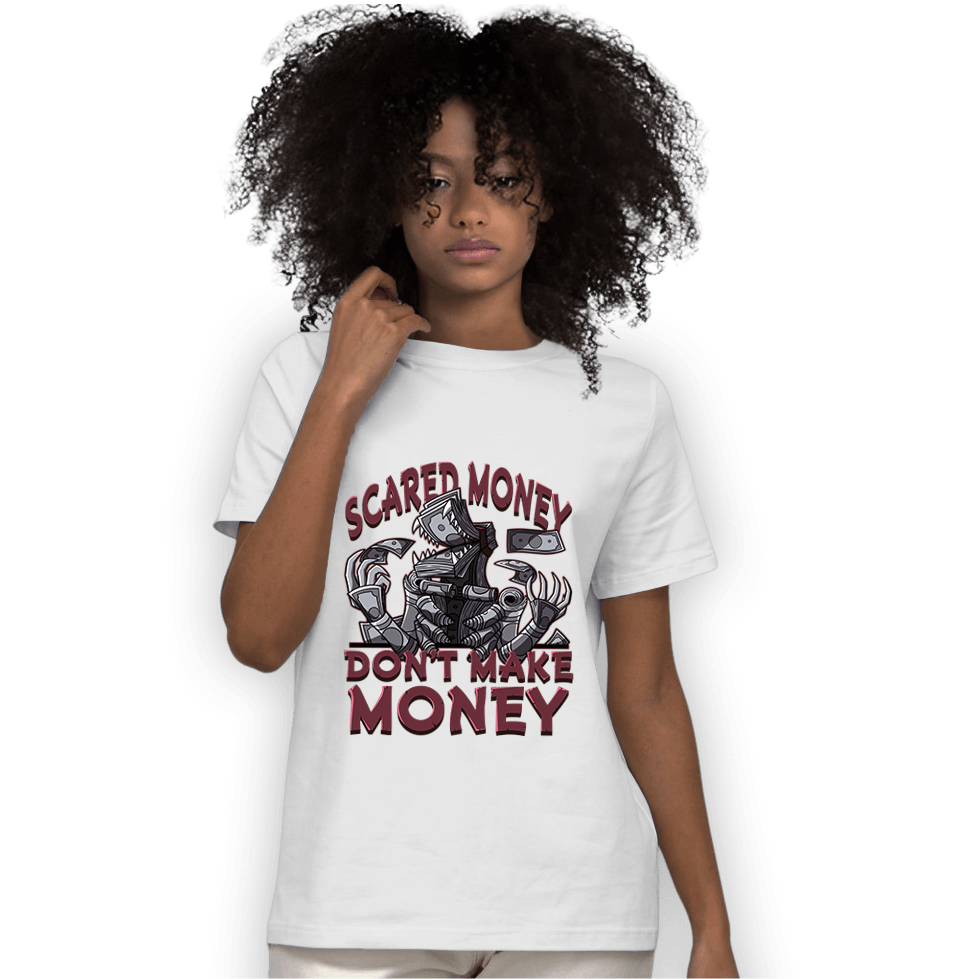 Burgundy 5s T Shirt Match Scared Moneyy - NastyJamz