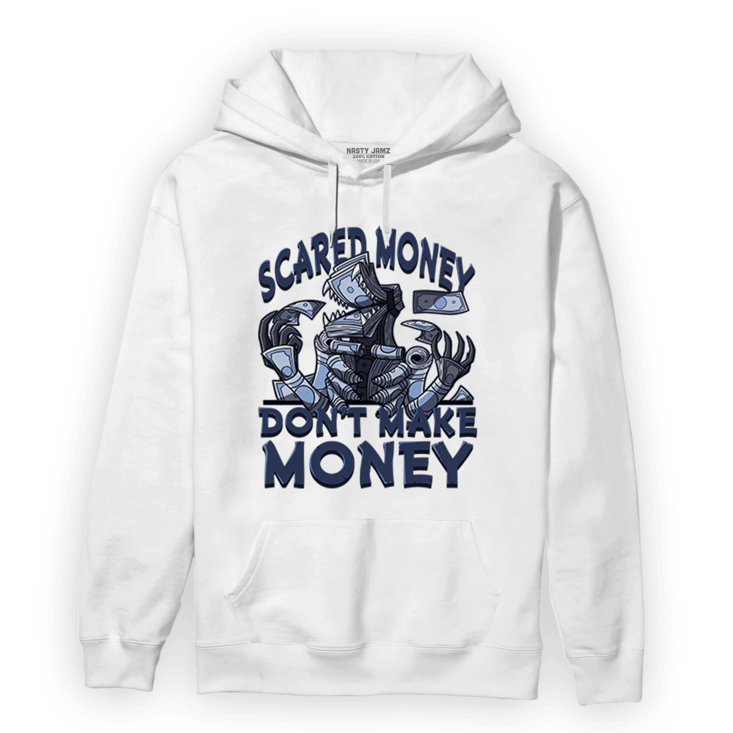 Midnight Navy 5s Hoodie Match Scared Moneyy - NastyJamz