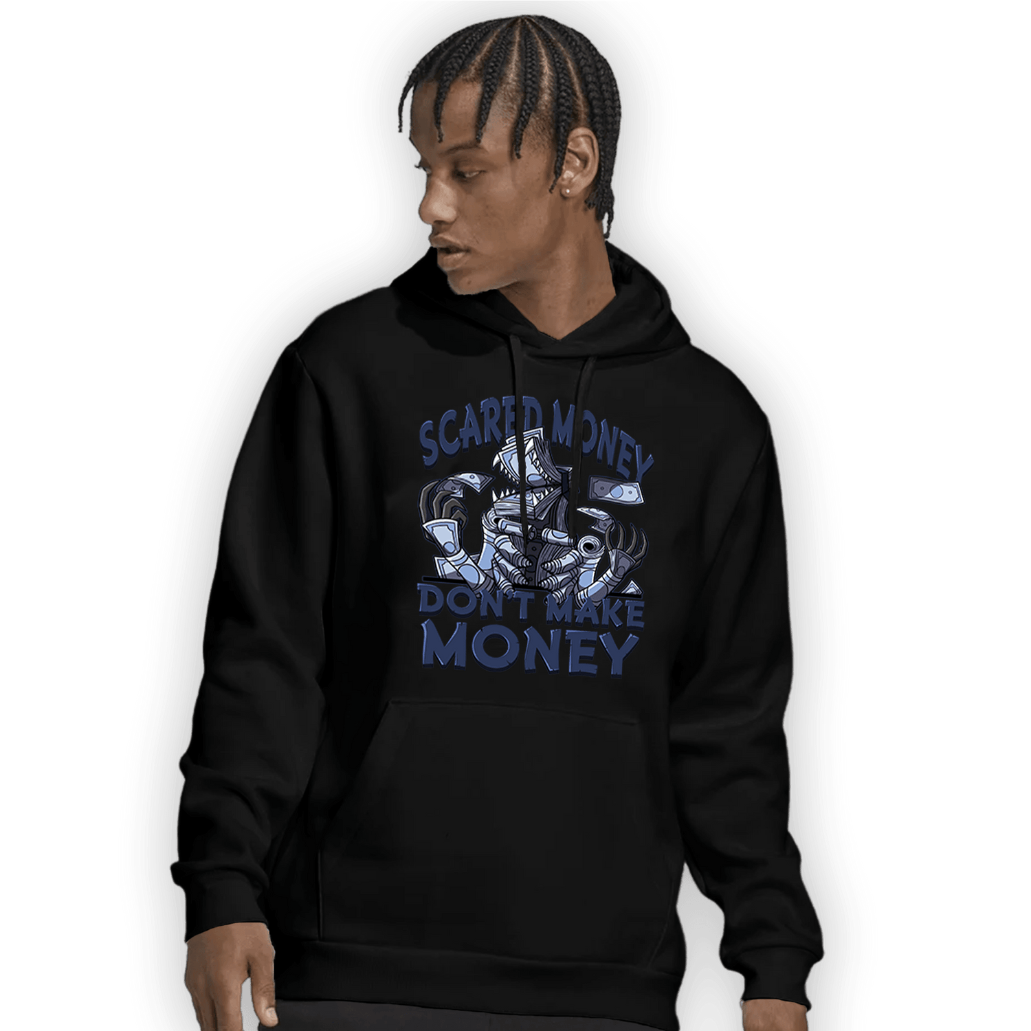 Midnight Navy 5s Hoodie Match Scared Moneyy - NastyJamz
