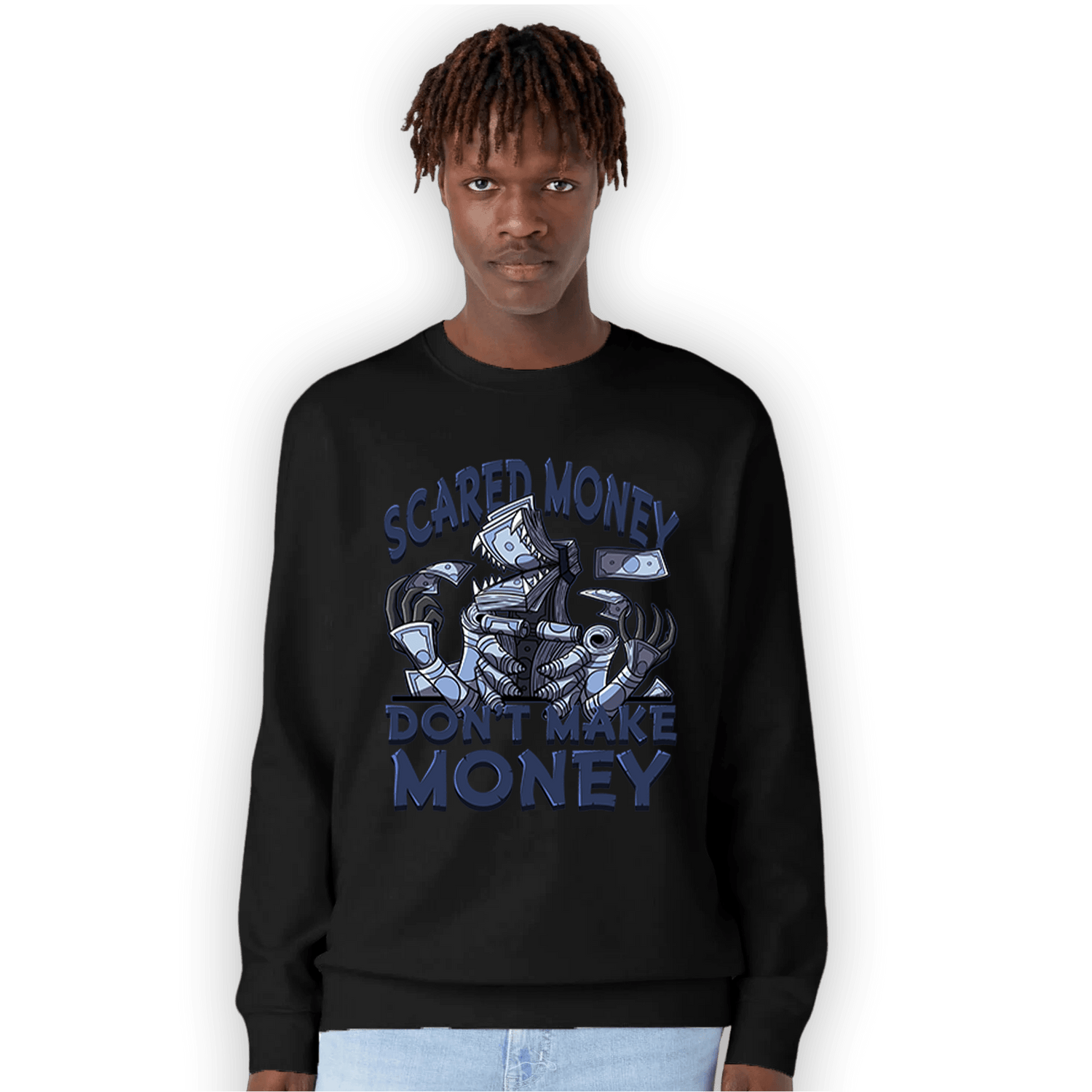 Midnight Navy 5s Sweatshirt Match Scared Moneyy - NastyJamz