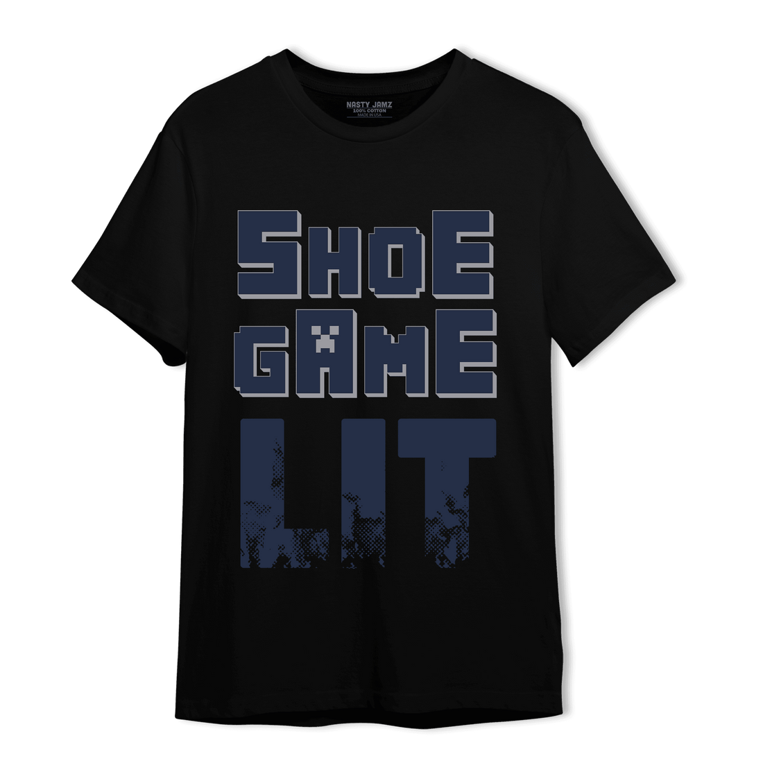 White Navy 3s T Shirt Match Shoe Game Lit - NastyJamz