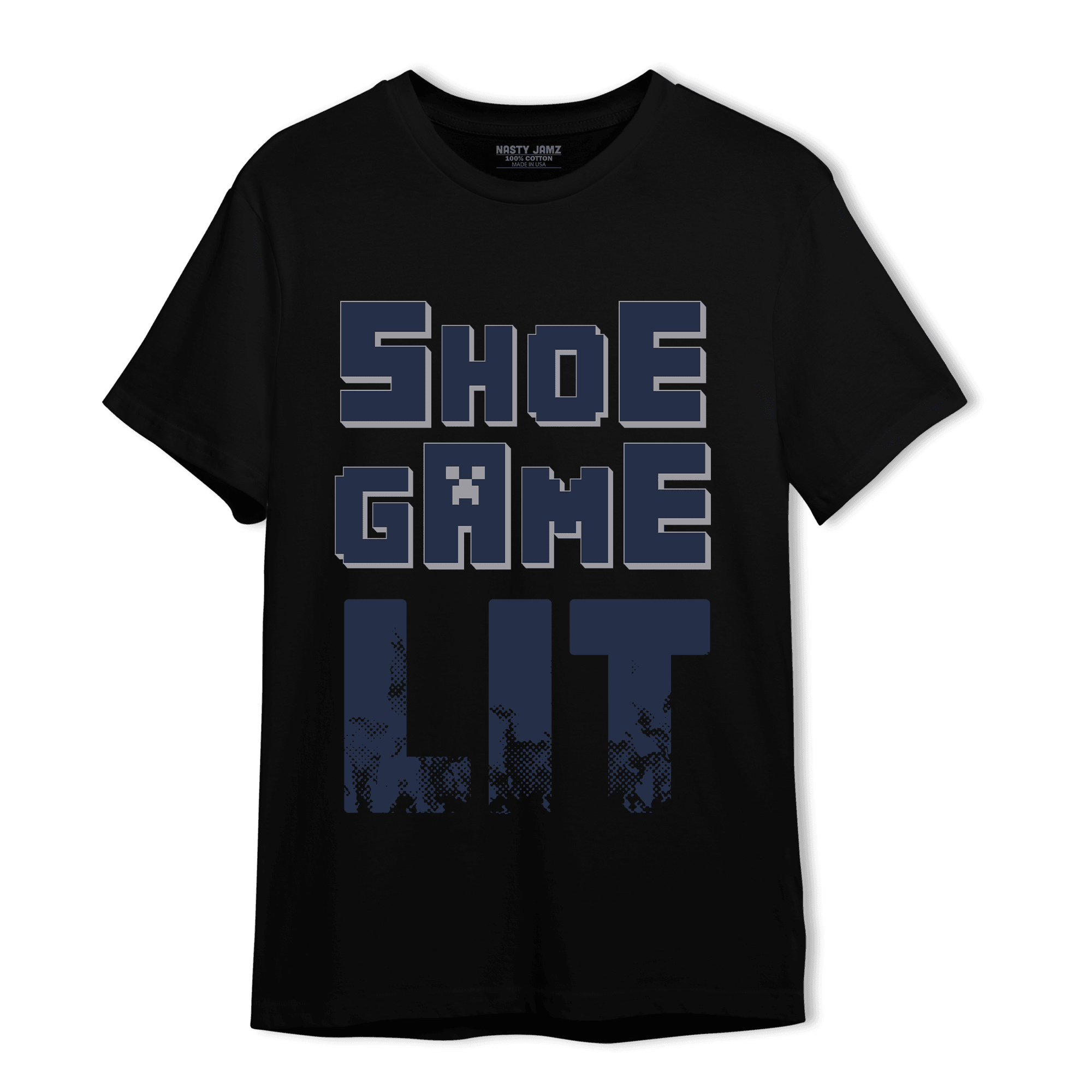 White Navy 3s T Shirt Match Shoe Game Lit - NastyJamz