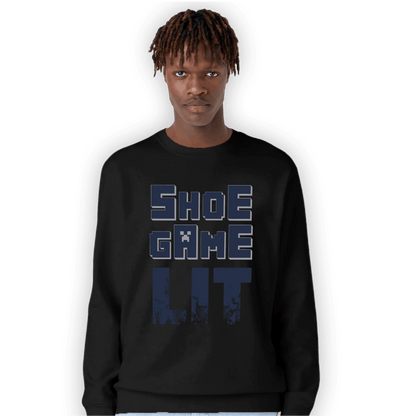 White Navy 3s Sweatshirt Match Shoe Game Lit - NastyJamz
