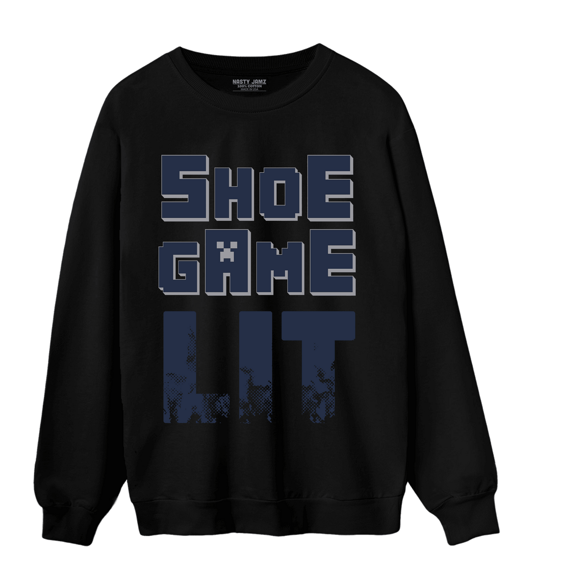 White Navy 3s Sweatshirt Match Shoe Game Lit - NastyJamz