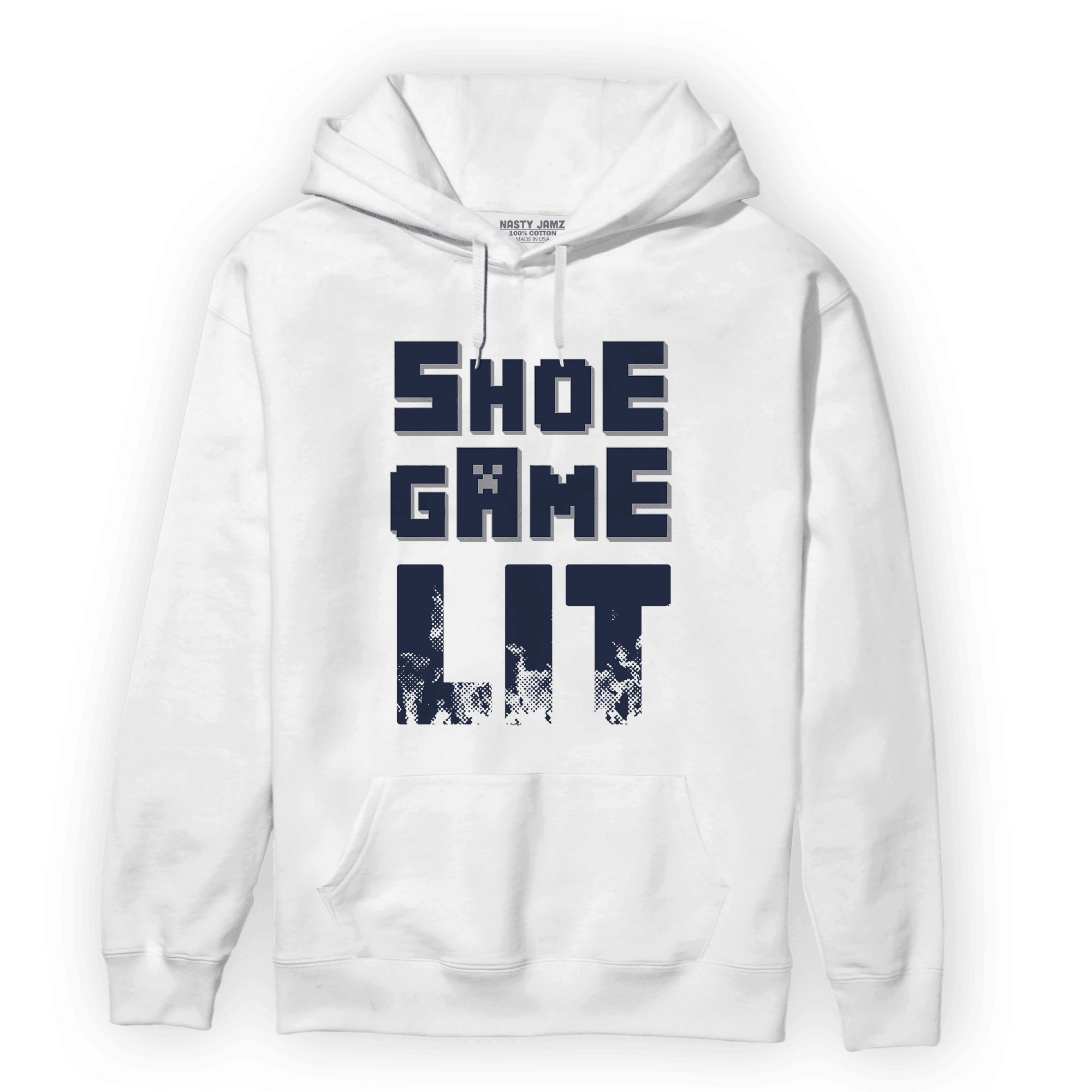 White Navy 3s Hoodie Match Shoe Game Lit - NastyJamz