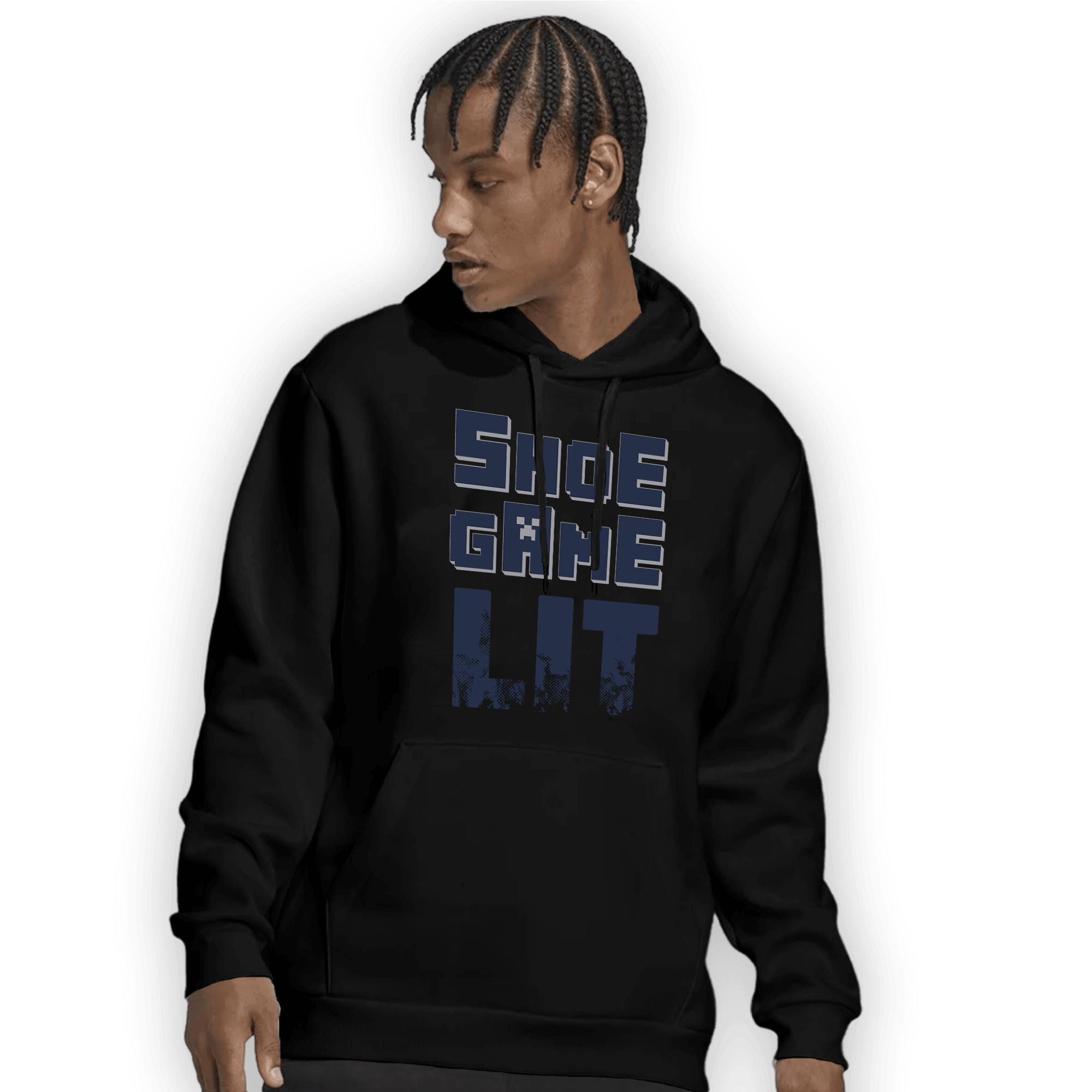 White Navy 3s Hoodie Match Shoe Game Lit - NastyJamz