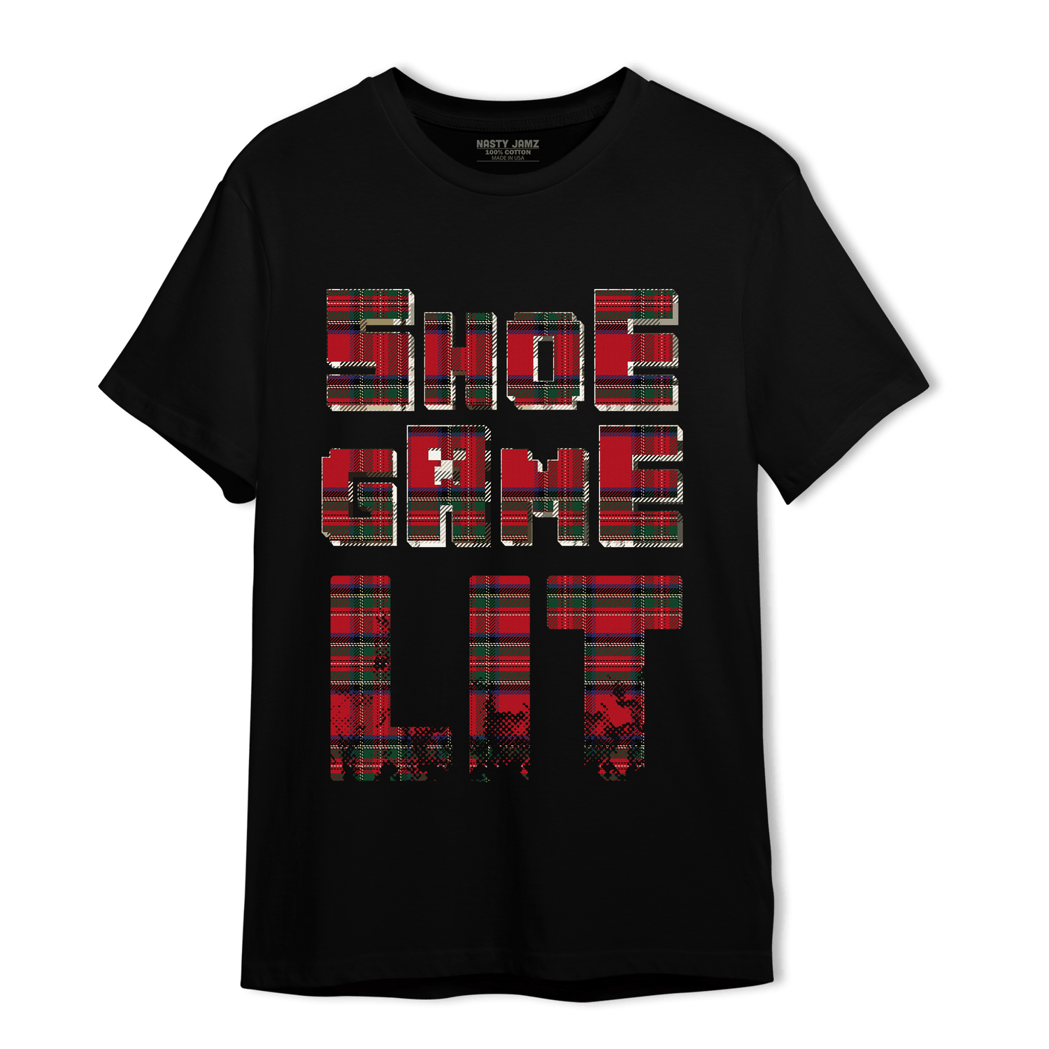 Plaid 5s T Shirt Match Shoe Game Lit - NastyJamz