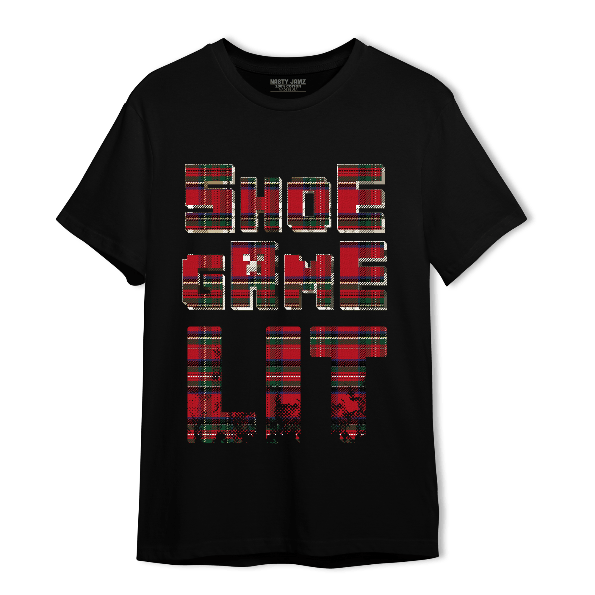 Plaid 5s T Shirt Match Shoe Game Lit - NastyJamz
