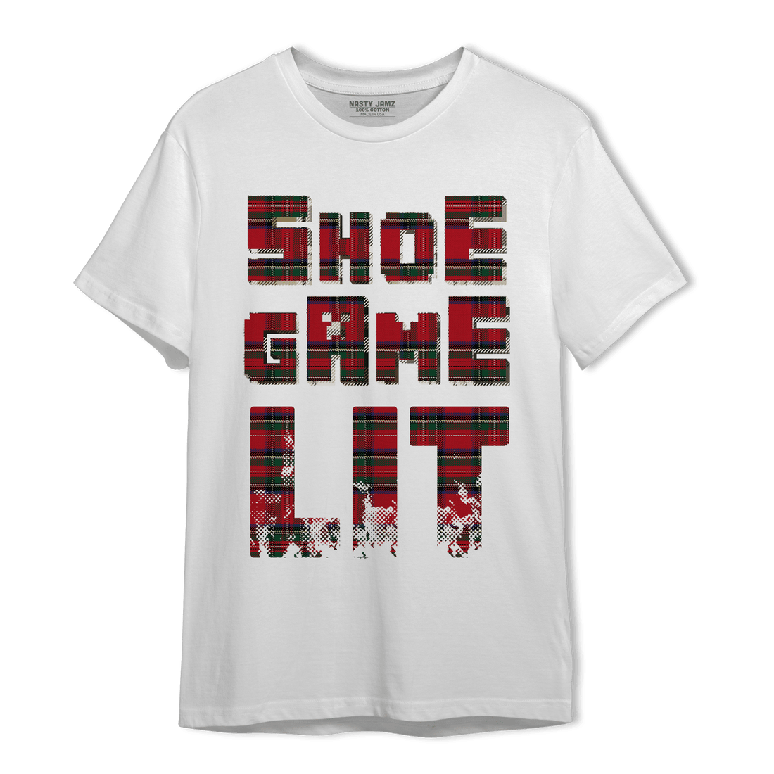 Plaid 5s T Shirt Match Shoe Game Lit - NastyJamz