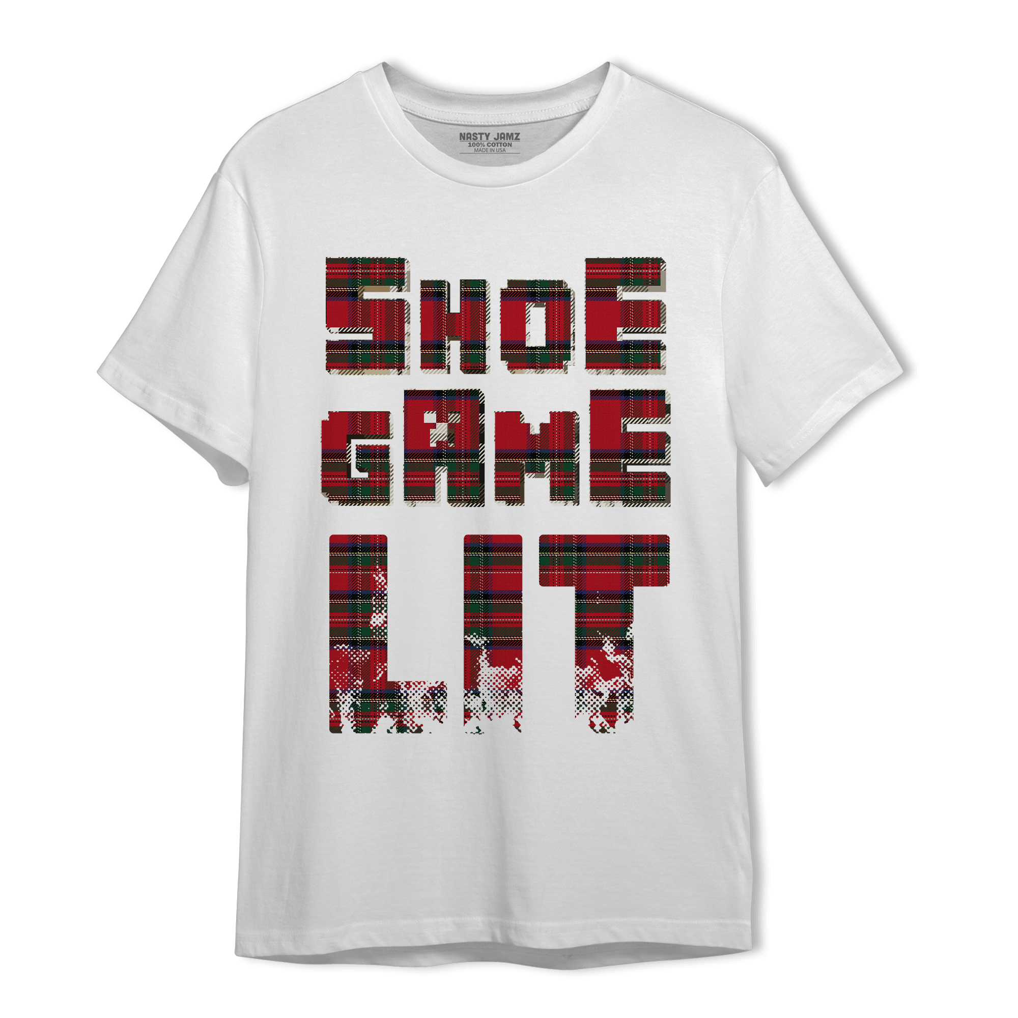 Plaid 5s T Shirt Match Shoe Game Lit - NastyJamz