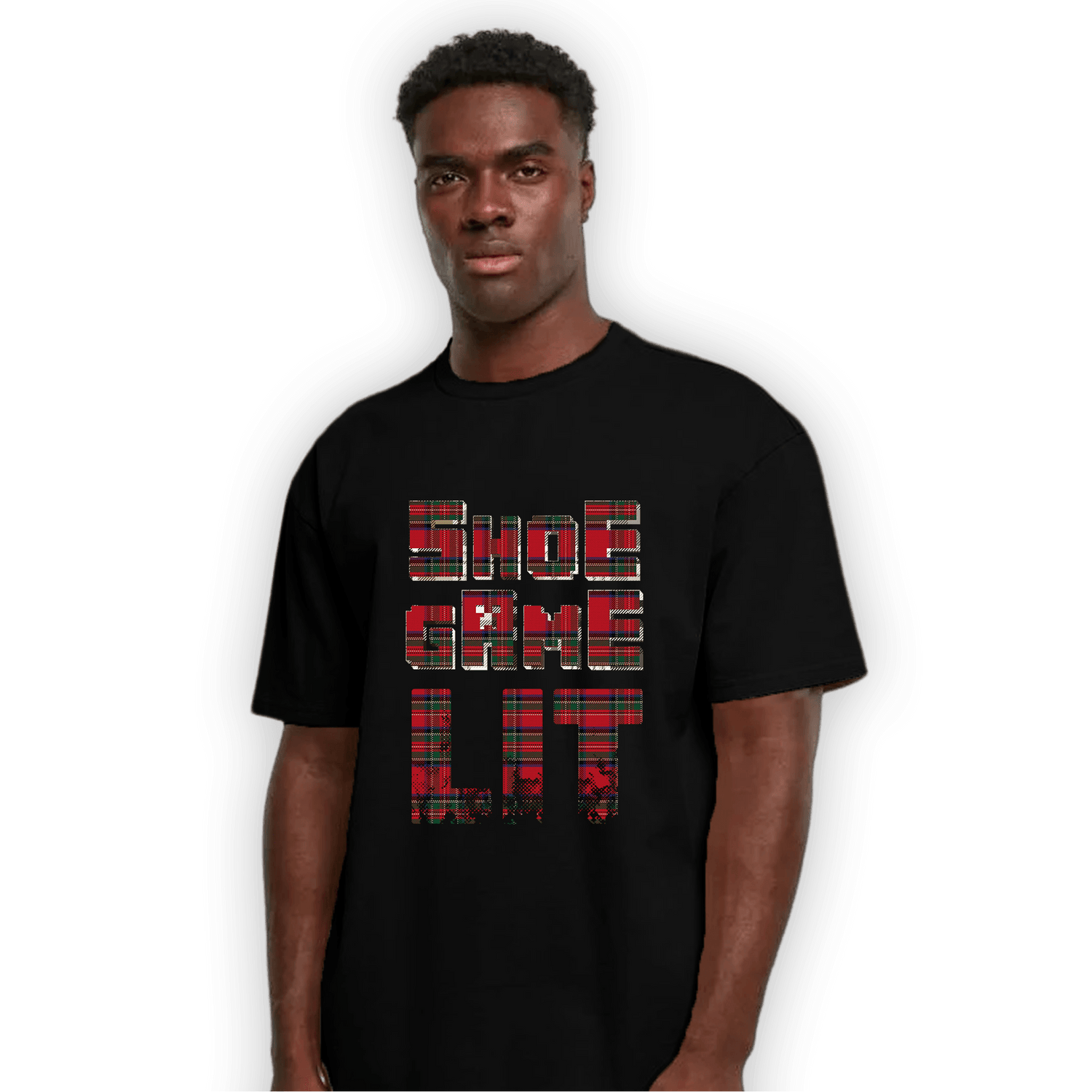 Plaid 5s T Shirt Match Shoe Game Lit - NastyJamz