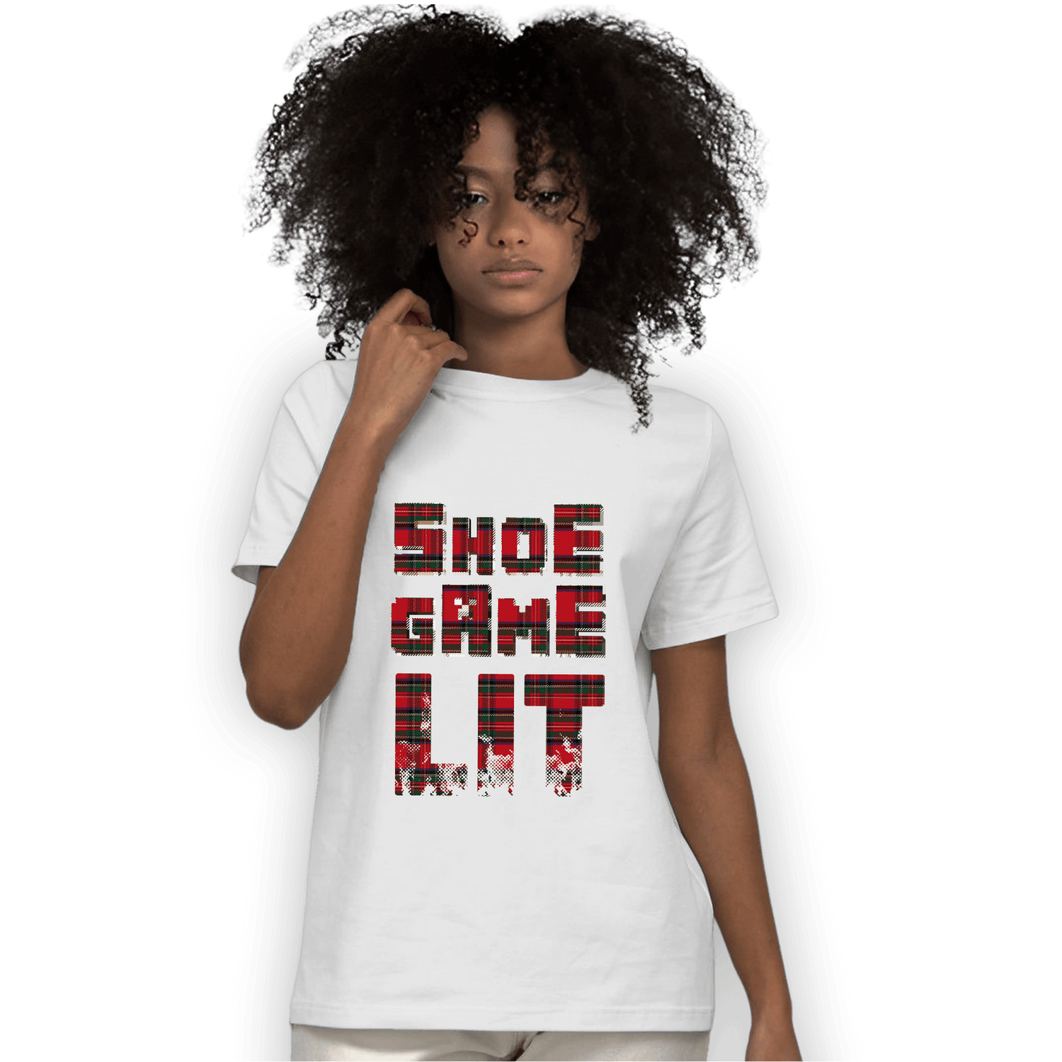 Plaid 5s T Shirt Match Shoe Game Lit - NastyJamz
