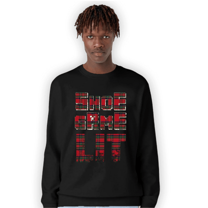 Plaid 5s Sweatshirt Match Shoe Game Lit - NastyJamz