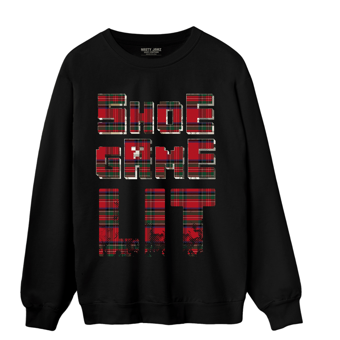 Plaid 5s Sweatshirt Match Shoe Game Lit - NastyJamz