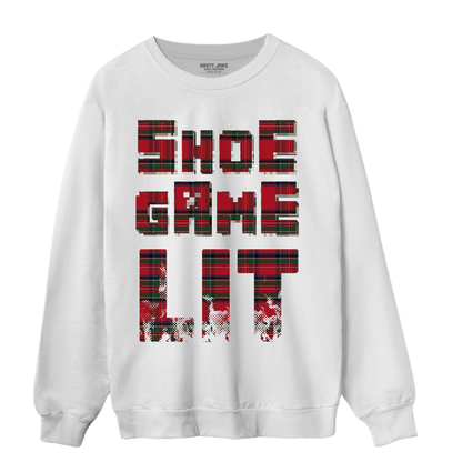 Plaid 5s Sweatshirt Match Shoe Game Lit - NastyJamz