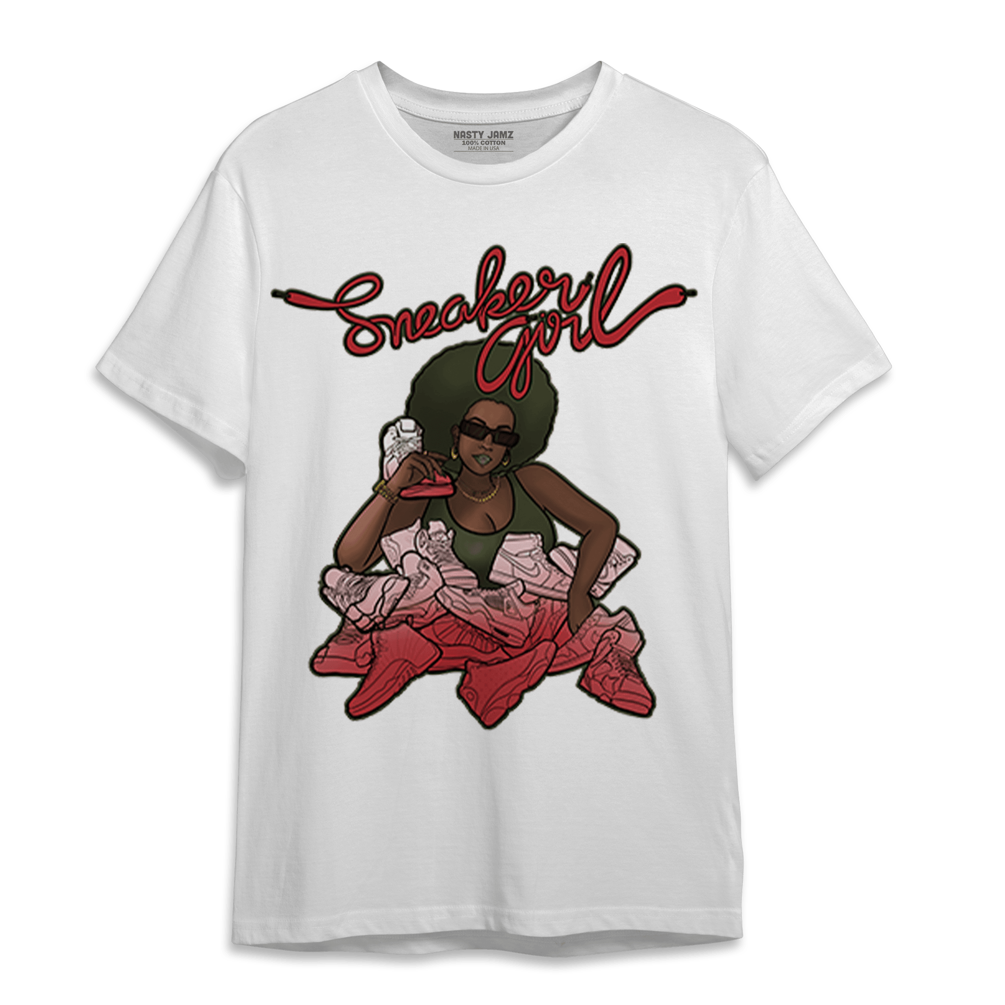 Dunk Low Mystic Red Khaki T Shirt Match Sneaker Girl - NastyJamz