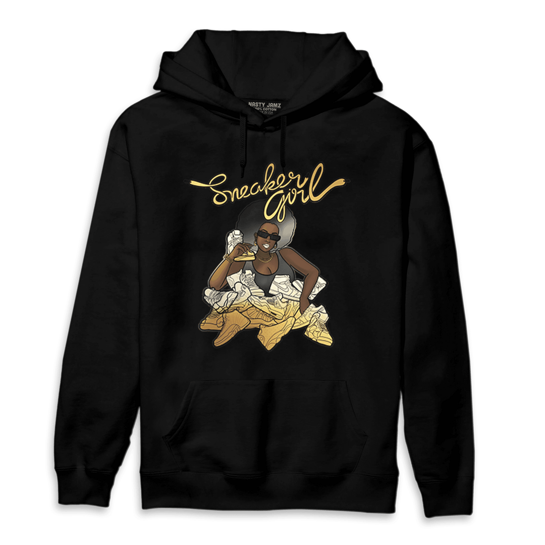 Mid SE Black Gold 1s Hoodie Match Sneaker Girl - NastyJamz