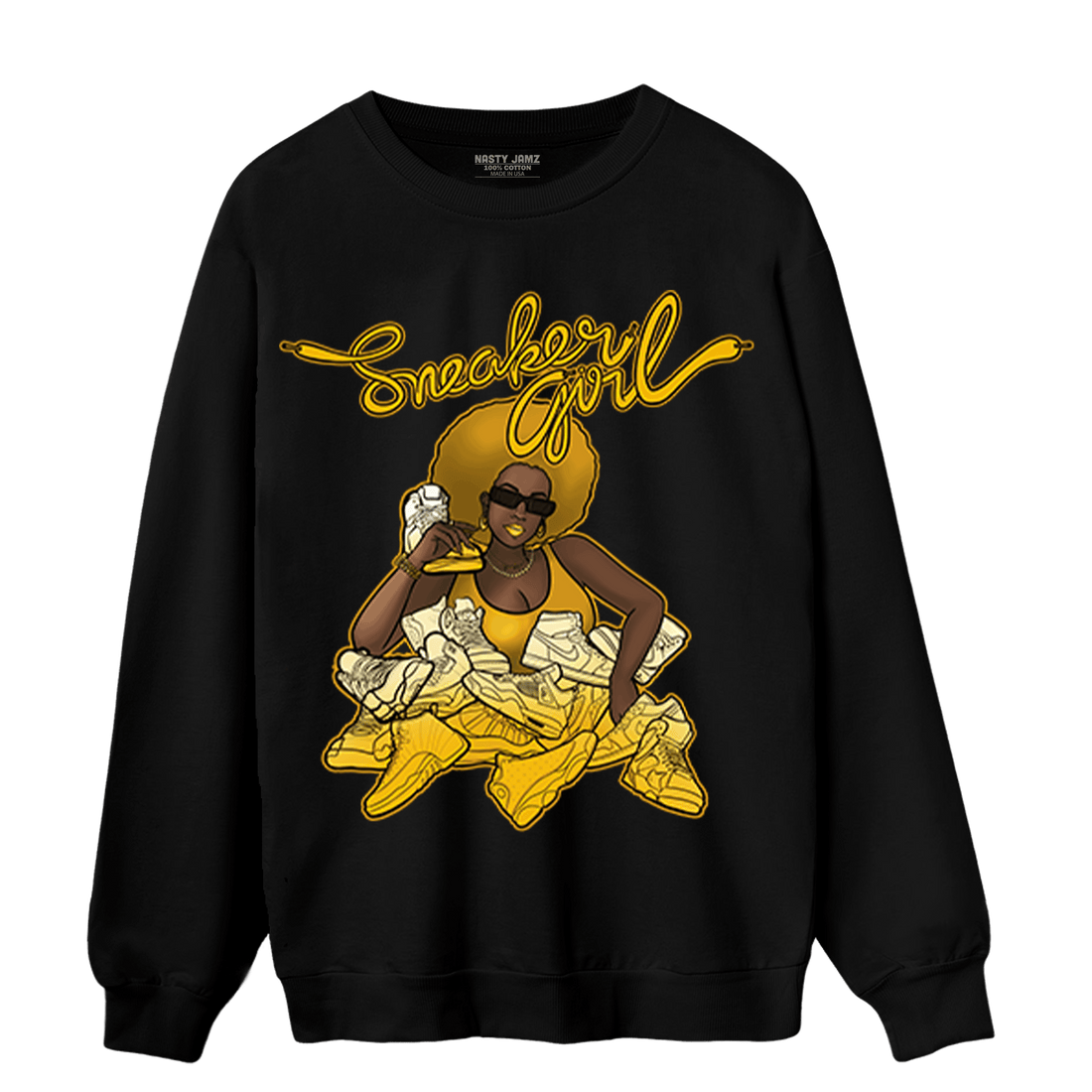 Yellow Ochre 1s Sweatshirt Match Sneaker Girl - NastyJamz