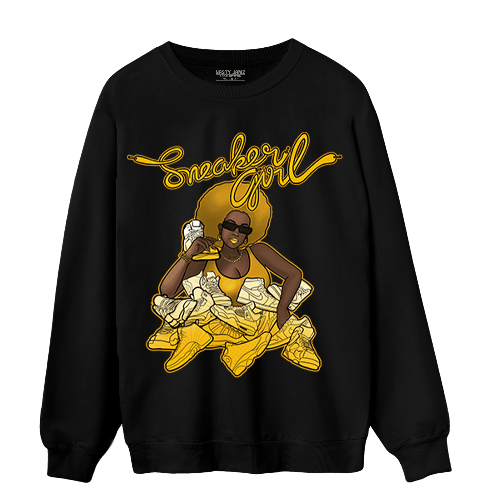 Yellow Ochre 1s Sweatshirt Match Sneaker Girl - NastyJamz