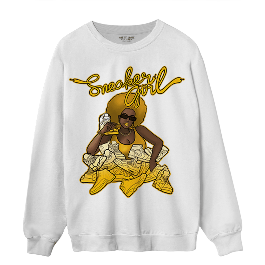 Yellow Ochre 1s Sweatshirt Match Sneaker Girl - NastyJamz
