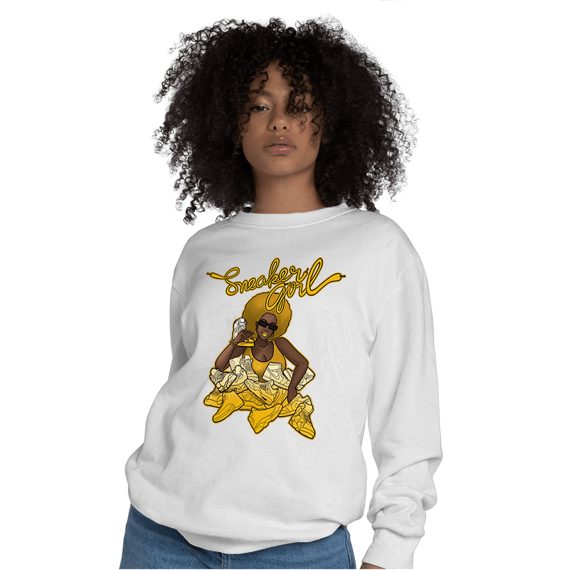Yellow Ochre 1s Sweatshirt Match Sneaker Girl - NastyJamz