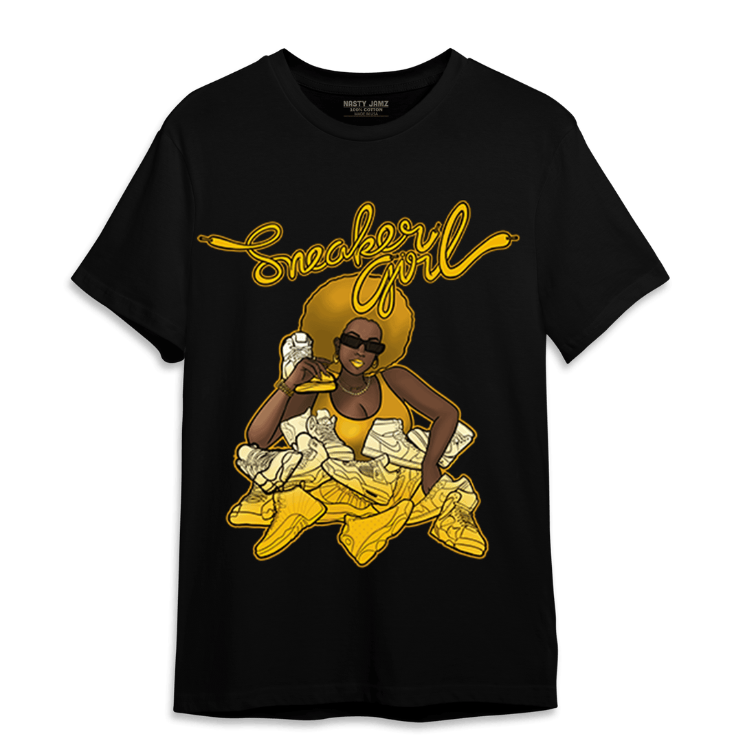 Yellow Ochre 1s T Shirt Match Sneaker Girl - NastyJamz