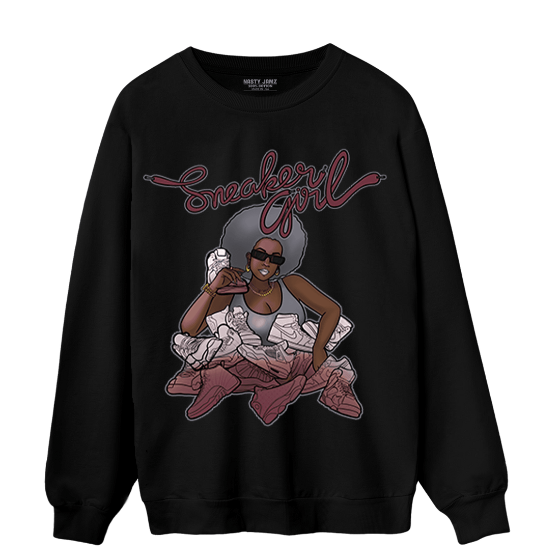 Burgundy 5s Sweatshirt Match Sneaker Girl - NastyJamz