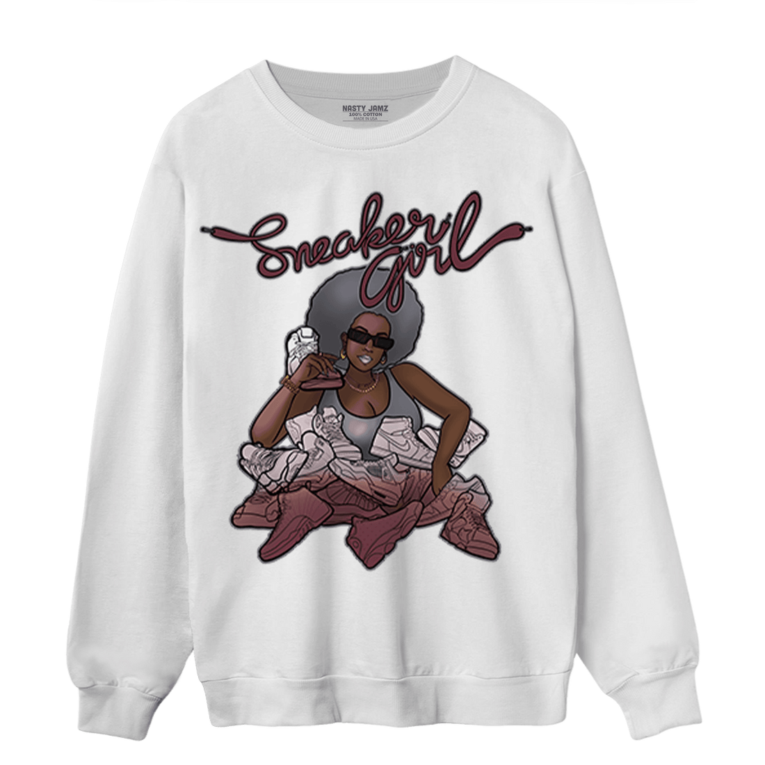 Burgundy 5s Sweatshirt Match Sneaker Girl - NastyJamz