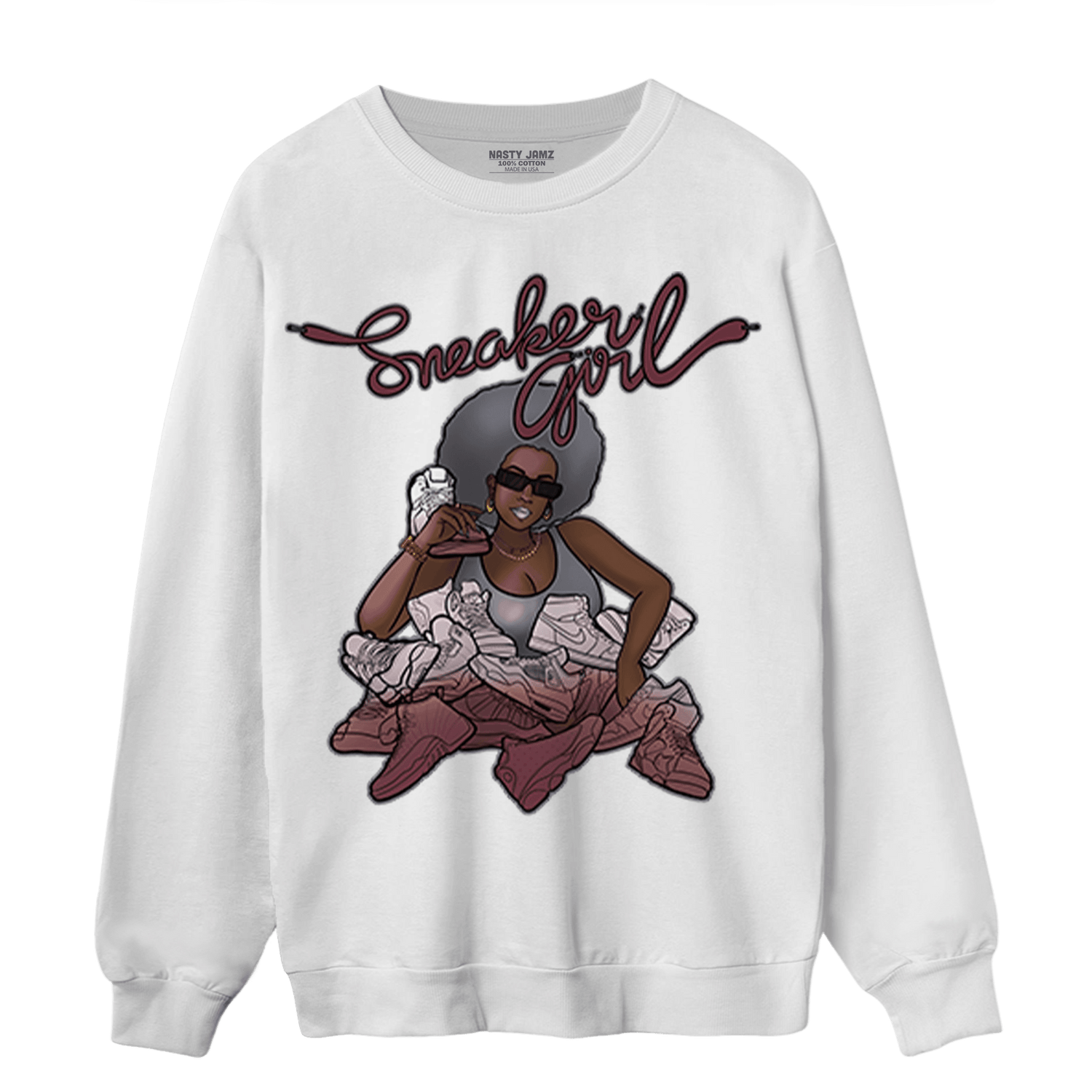 Burgundy 5s Sweatshirt Match Sneaker Girl - NastyJamz