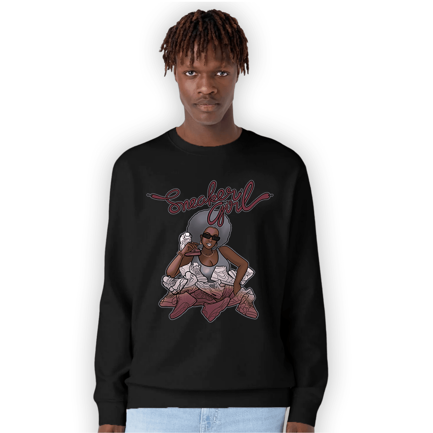 Burgundy 5s Sweatshirt Match Sneaker Girl - NastyJamz