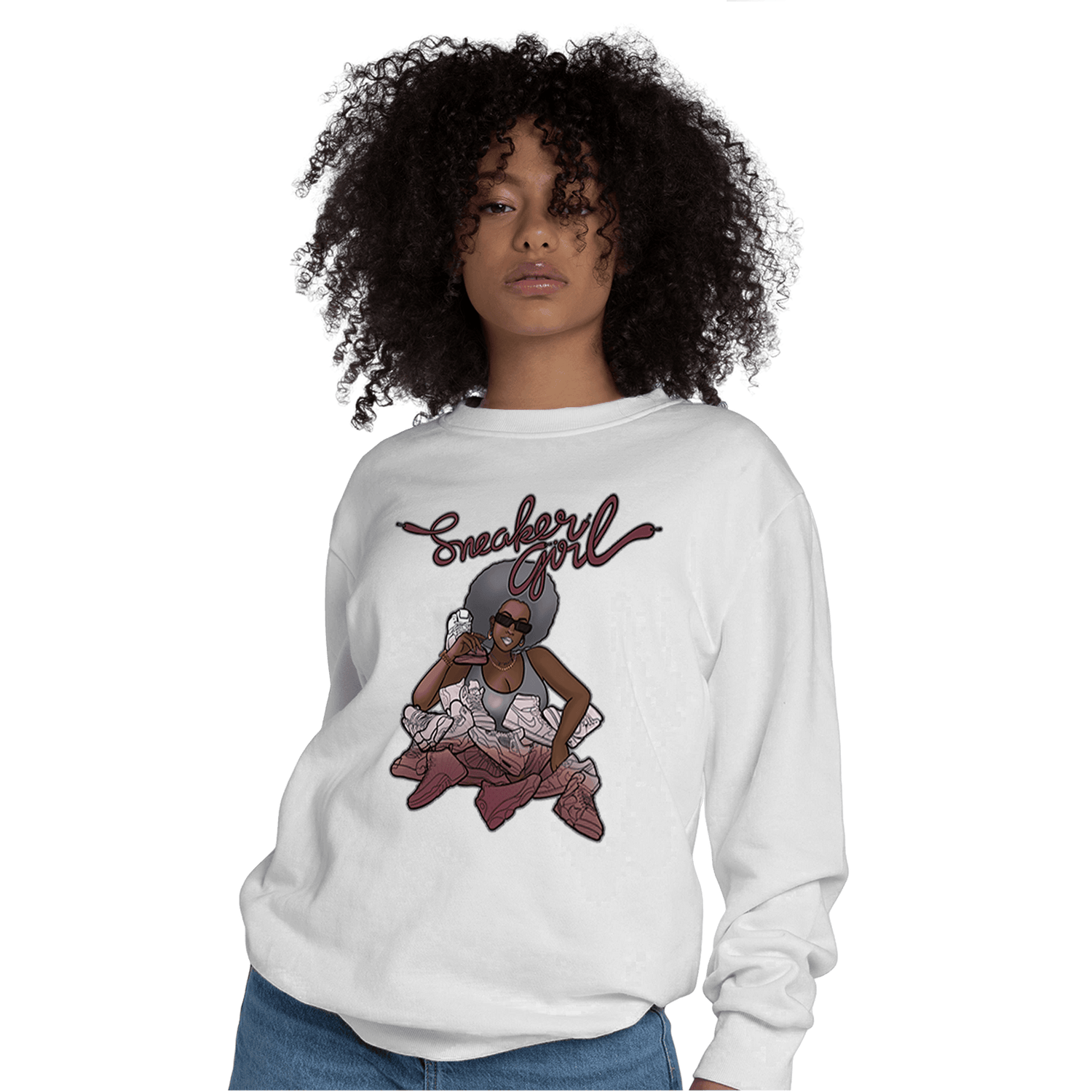 Burgundy 5s Sweatshirt Match Sneaker Girl - NastyJamz