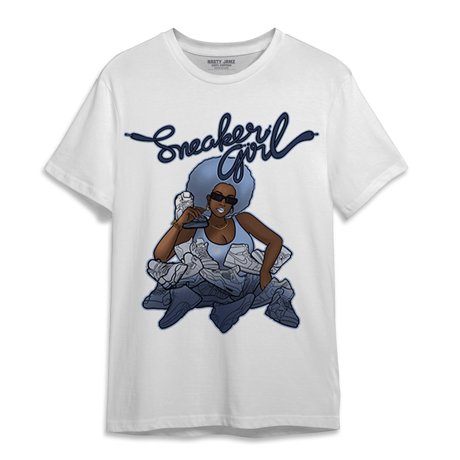 Midnight Navy 5s T Shirt Match Sneaker Girl - NastyJamz