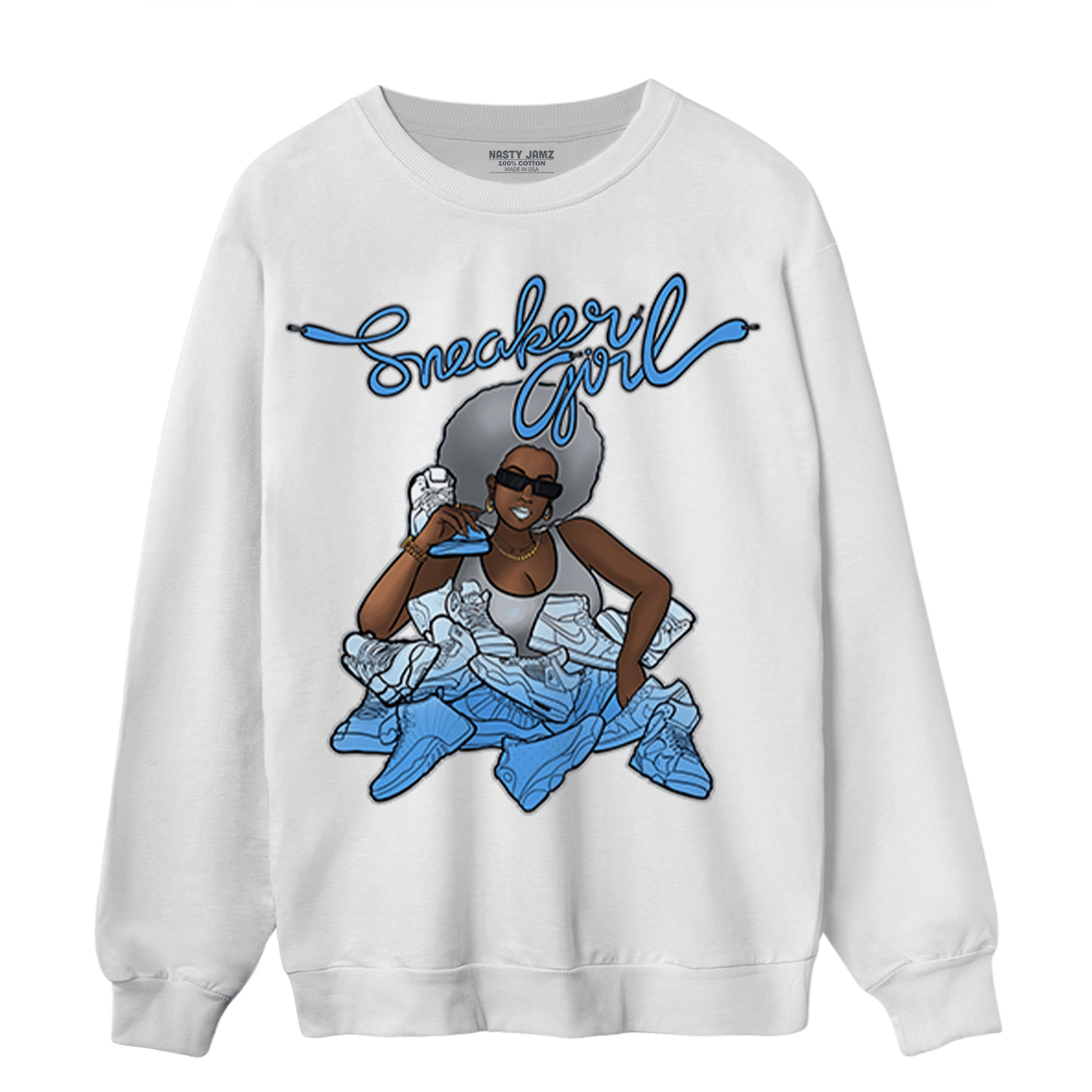 University Blue 5s Sweatshirt Match Sneaker Girl - NastyJamz