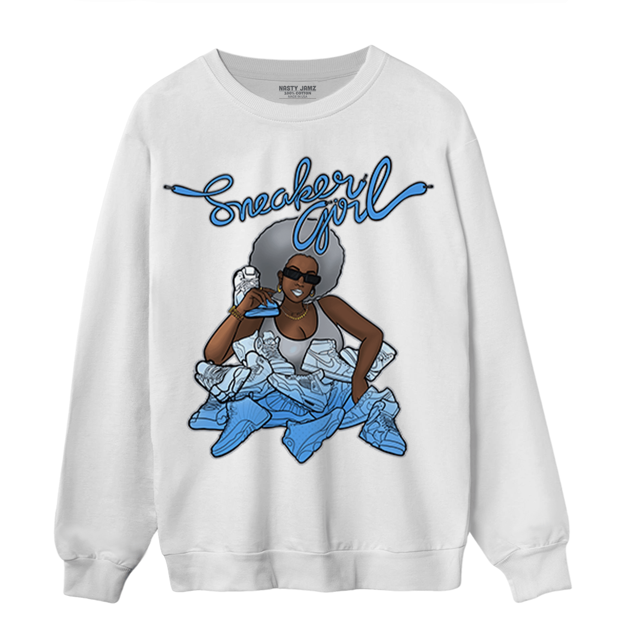 University Blue 5s Sweatshirt Match Sneaker Girl - NastyJamz
