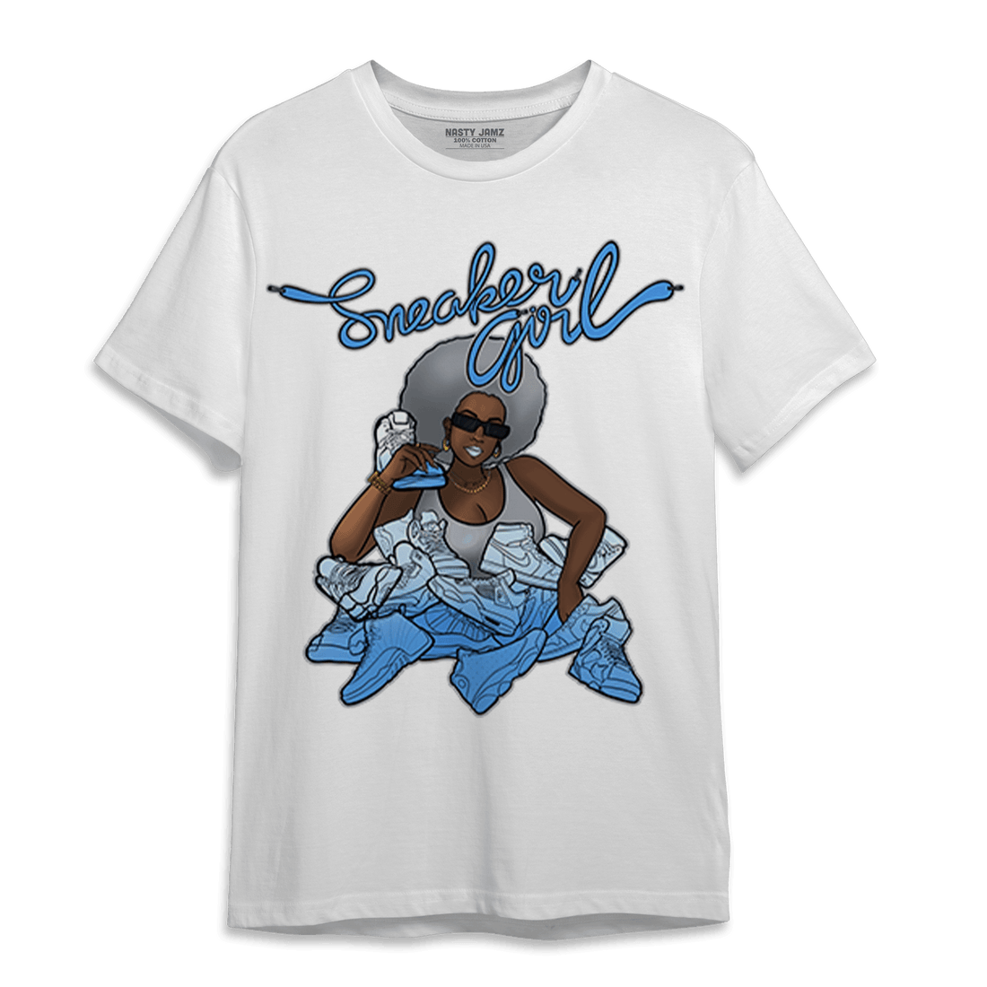 University Blue 5s T Shirt Match Sneaker Girl - NastyJamz