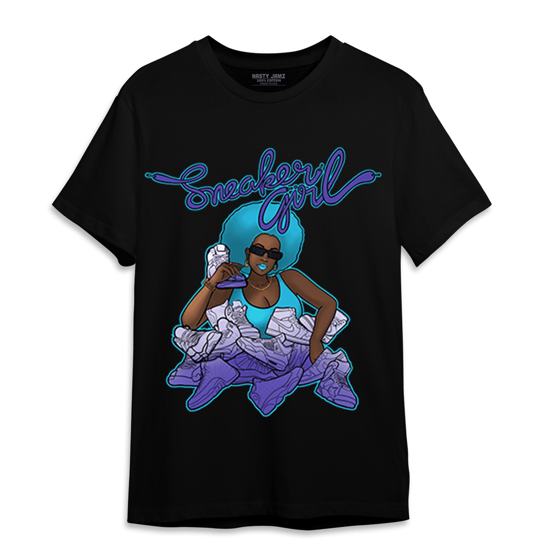 Aqua 6s T Shirt Match Sneaker Girl - NastyJamz