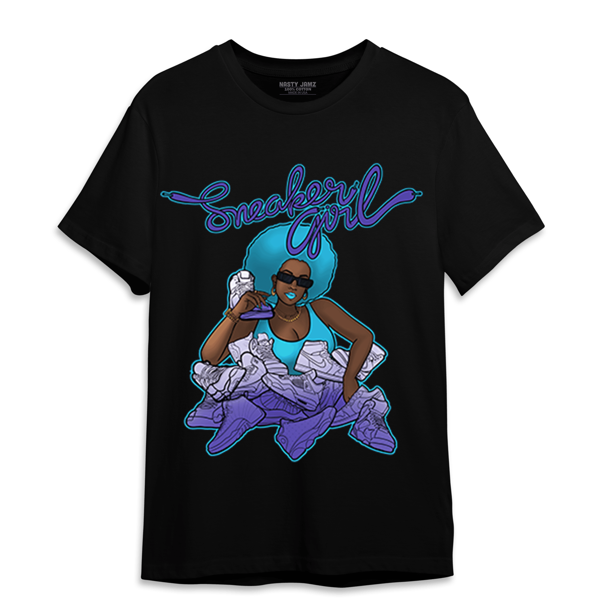 Aqua 6s T Shirt Match Sneaker Girl - NastyJamz