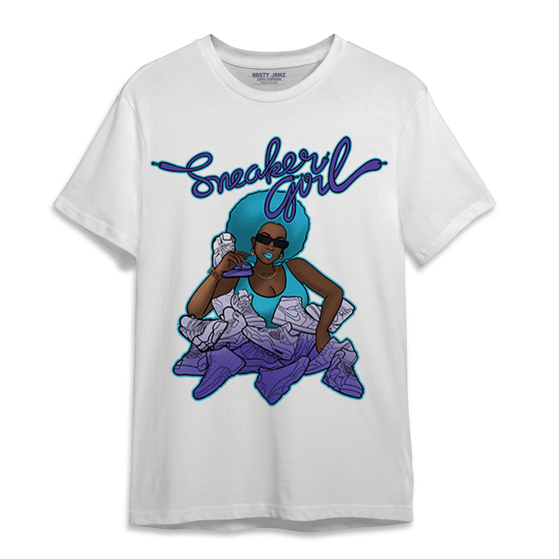 Aqua 6s T Shirt Match Sneaker Girl - NastyJamz