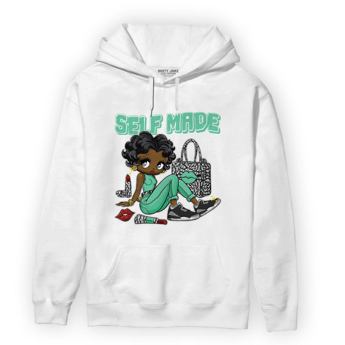 Green Glow 3s Hoodie Match Sneaker Girl Selfmade - NastyJamz