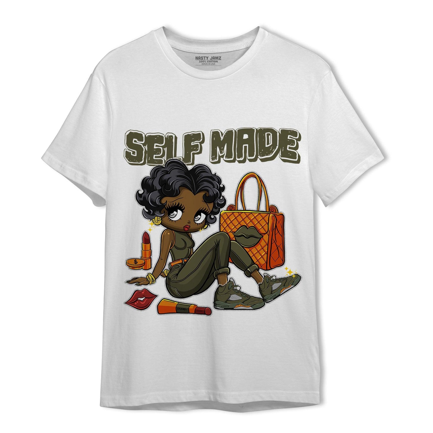 Olive 5s T Shirt Match Sneaker Girl Selfmade - NastyJamz