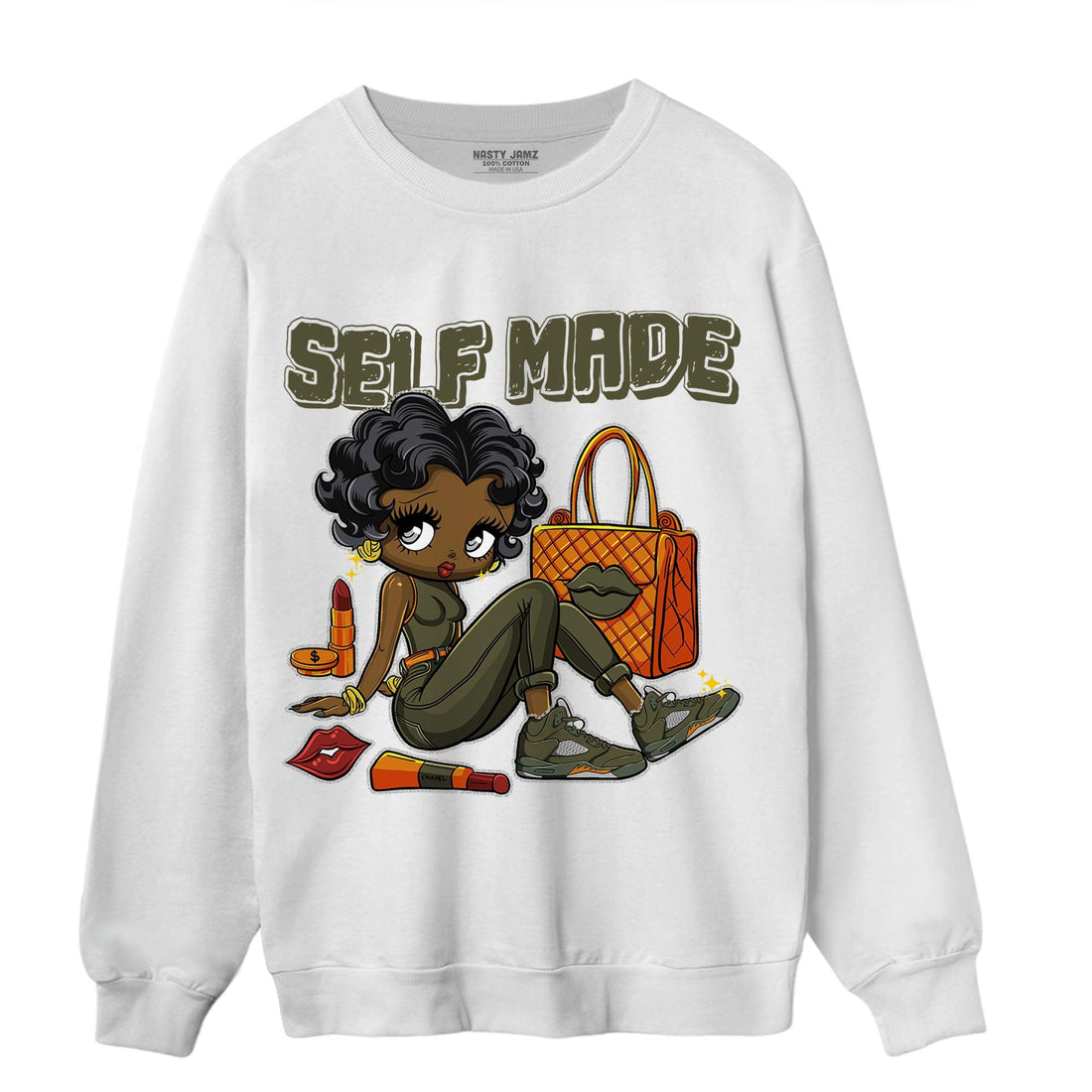 Olive 5s Sweatshirt Match Sneaker Girl Selfmade - NastyJamz