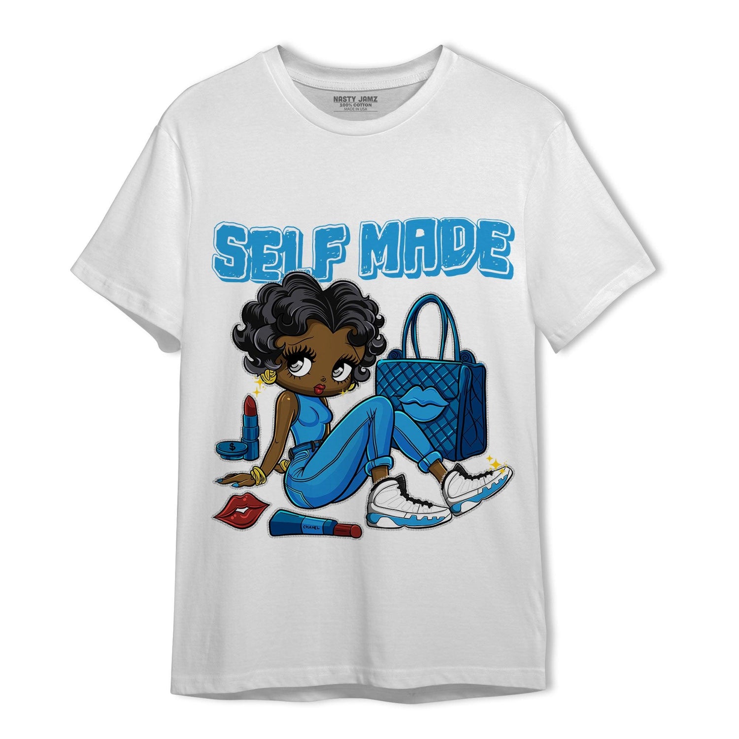 Powder Blue 9s T Shirt Match Sneaker Girl Selfmade - NastyJamz