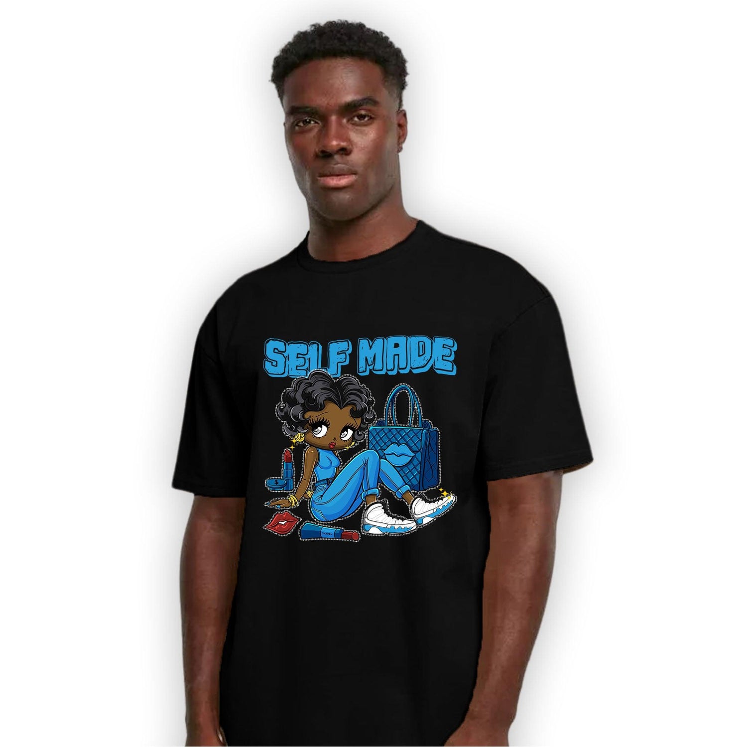 Powder Blue 9s T Shirt Match Sneaker Girl Selfmade - NastyJamz