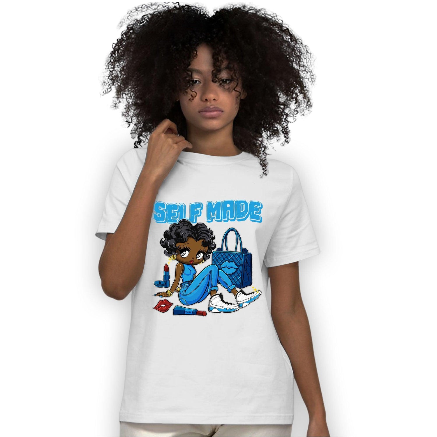 Powder Blue 9s T Shirt Match Sneaker Girl Selfmade - NastyJamz