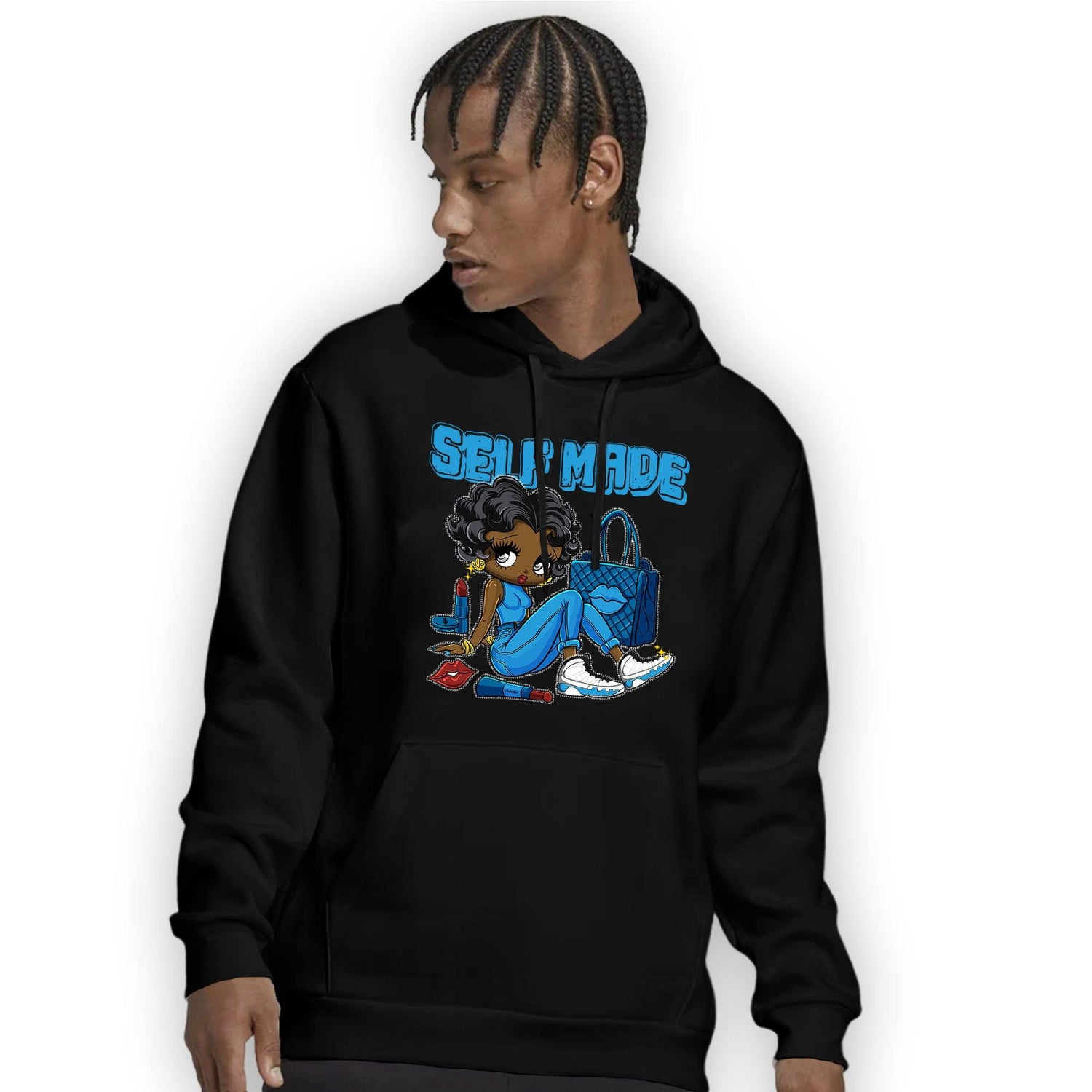 Powder Blue 9s Hoodie Match Sneaker Girl Selfmade - NastyJamz