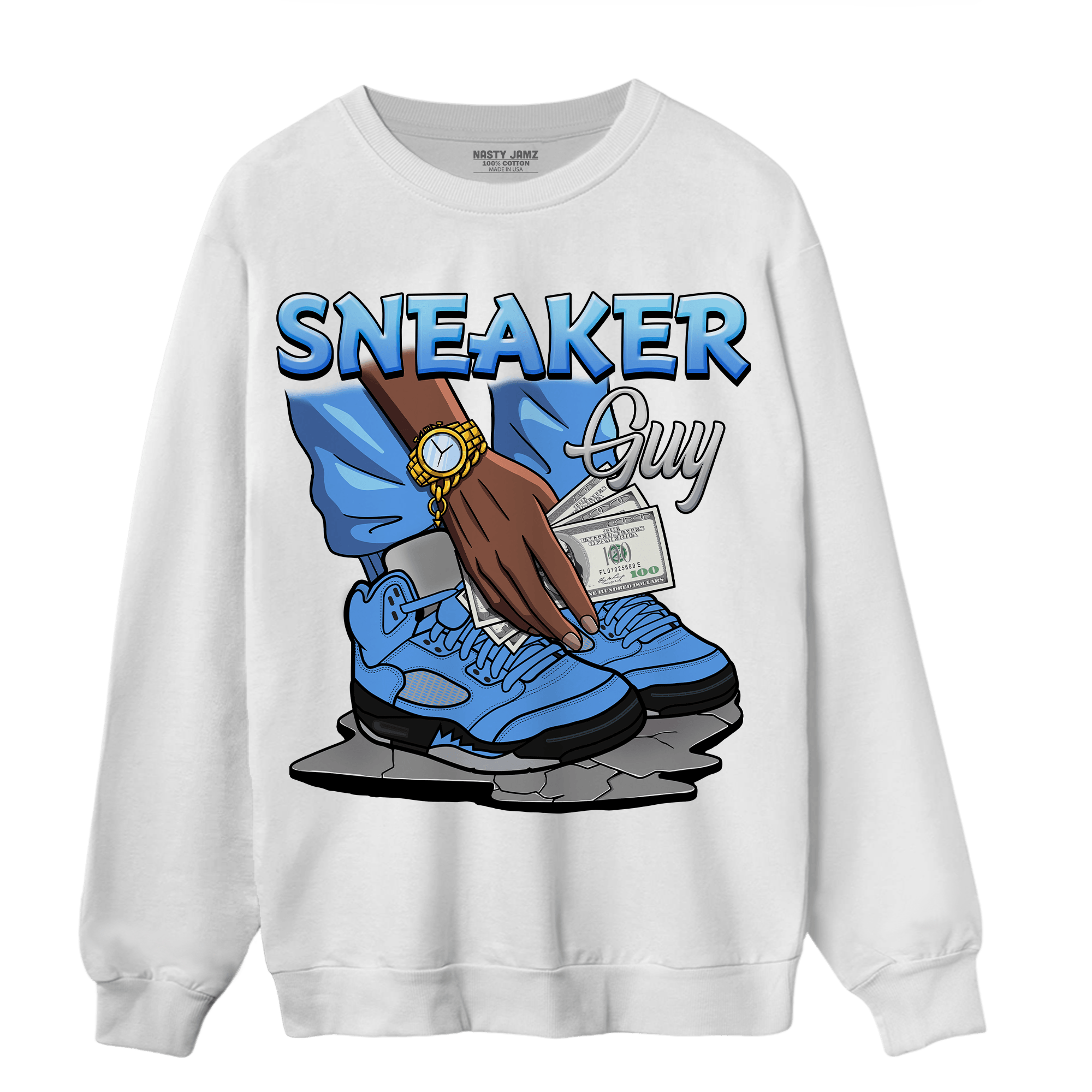 University Blue 5s Sweatshirt Match Sneaker Guy - NastyJamz