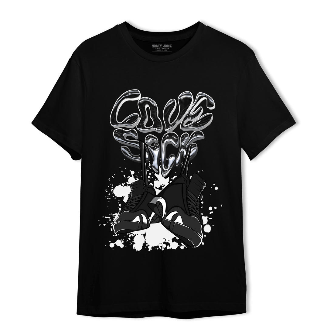 Black White 14s T Shirt Match Sneaker Love Sick - NastyJamz