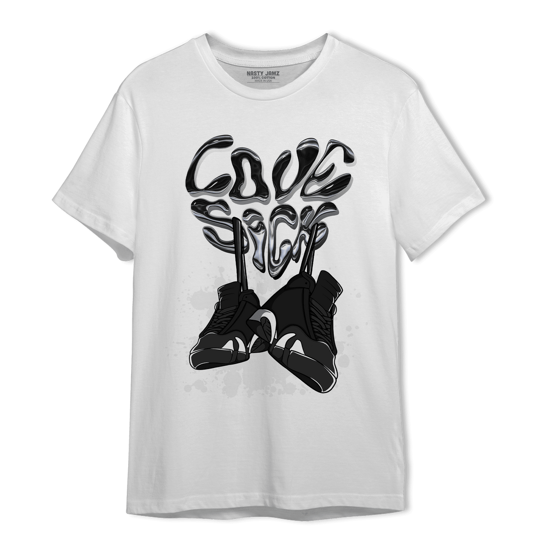 Black White 14s T Shirt Match Sneaker Love Sick - NastyJamz
