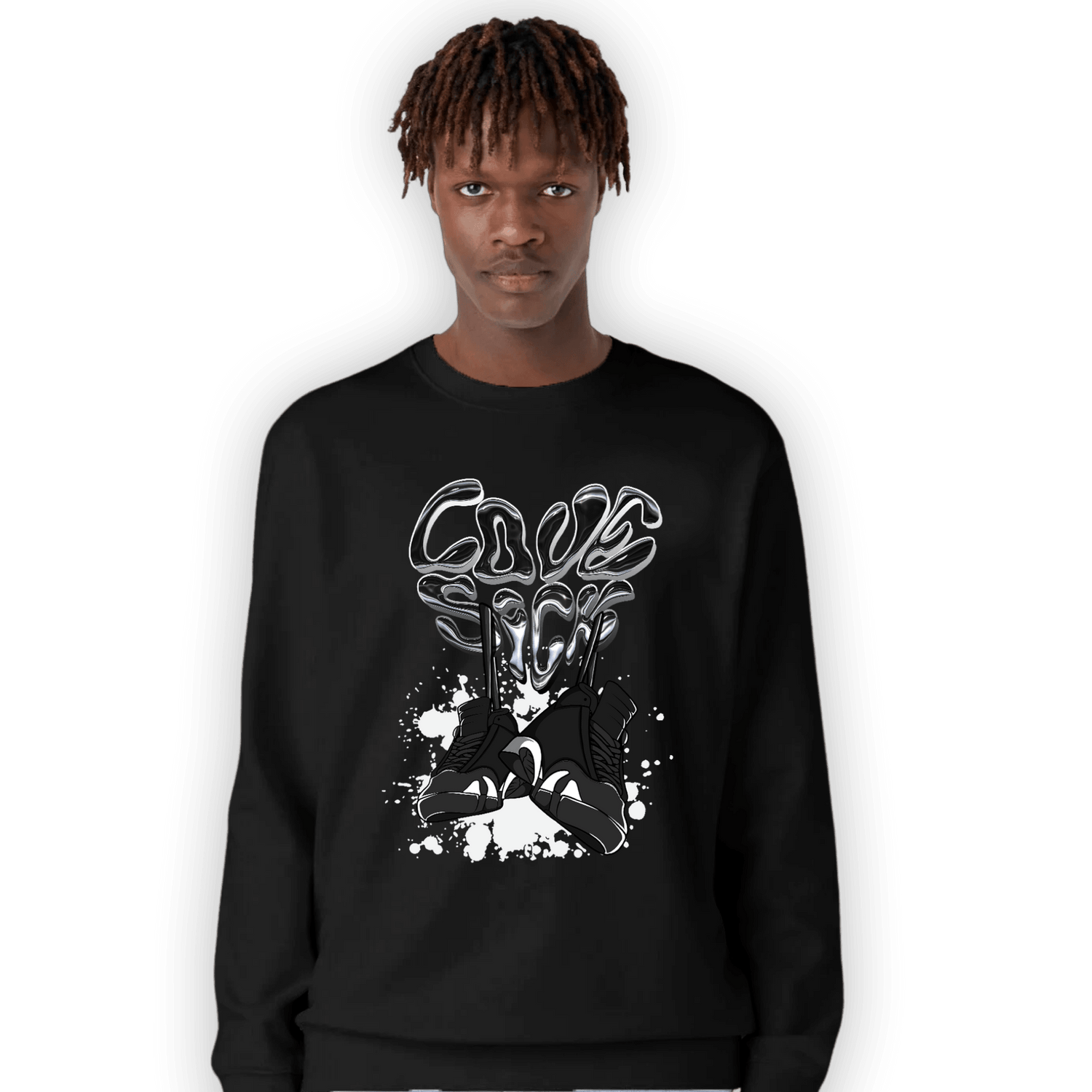 Black White 14s Sweatshirt Match Sneaker Love Sick - NastyJamz
