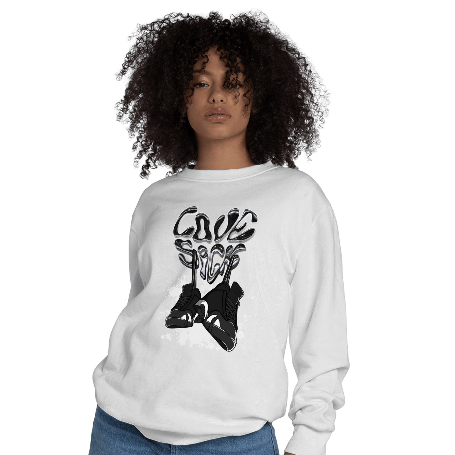 Black White 14s Sweatshirt Match Sneaker Love Sick - NastyJamz